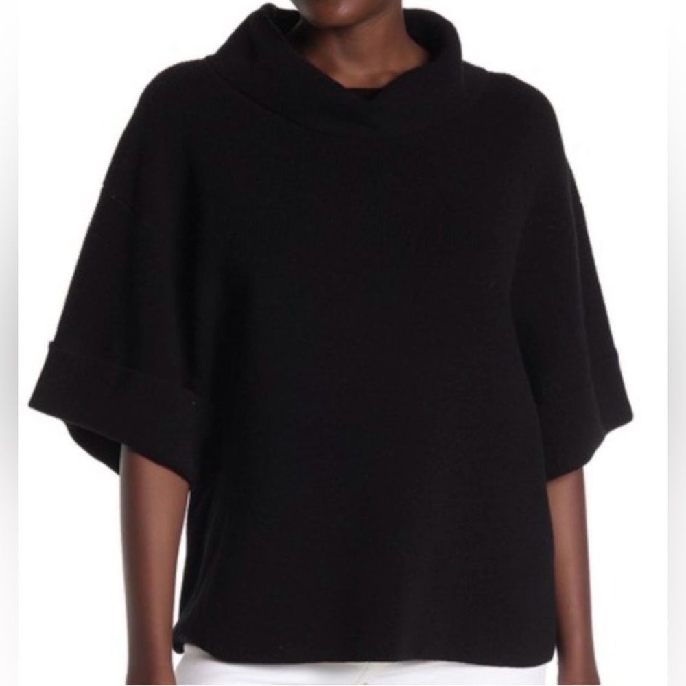 525 America Black Cowl Neck Short Sleeve Sweater